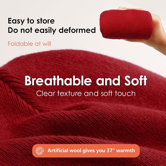 Satin Lined Winter Beanie Hats for Women Knitted Watch Hat with Silk Lining Unis - Picture 6 of 7